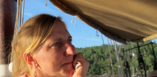 Chef/Capt. Annie Mahle spends most of her time aboard the schooner J&E Rigiin in the galley. ©Hilary Nangle